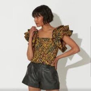 Cleobella Black and Yellow Floral Blouse